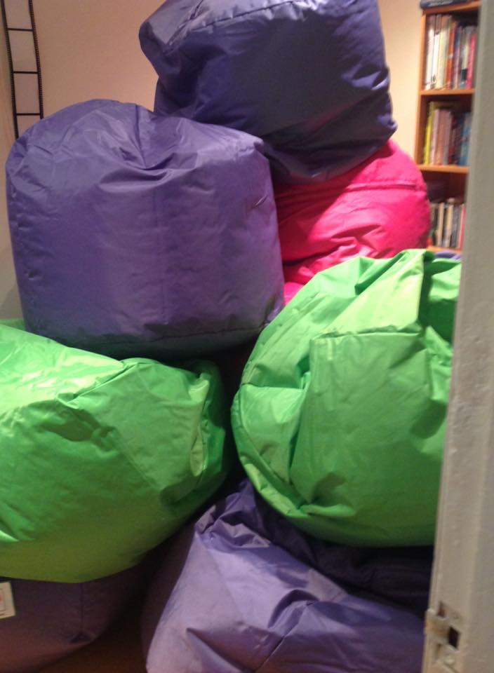 Beanbags arrive....and they filled Anne's house ! The beanbags have been a huge success in our 